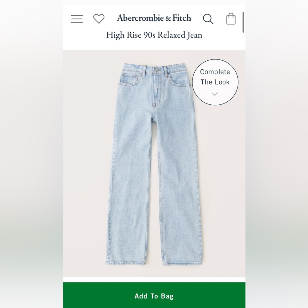 Abercrombie Vintage Denim High Rise 90s Relaxed Jean - Light wash